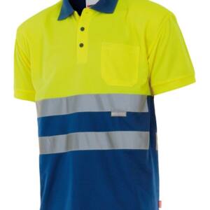 Polo Bicolor Manga Corta azulina amarillo
