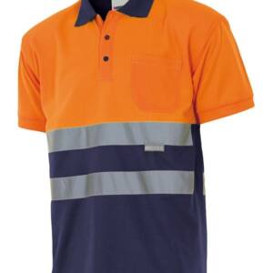 Polo Bicolor Manga Corta azulmarino naranja