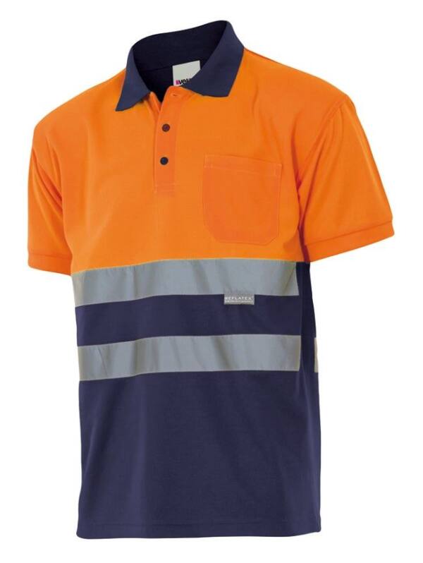 Polo Bicolor Manga Corta azulmarino naranja