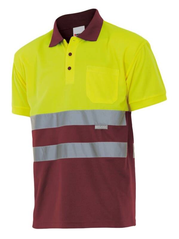 Polo Bicolor Manga Corta granate amarillo