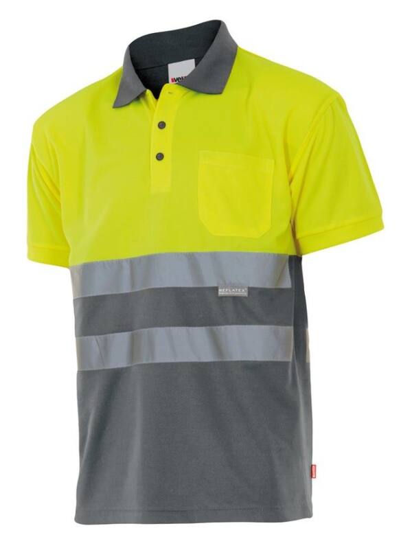 Polo Bicolor Manga Corta gris amarillo