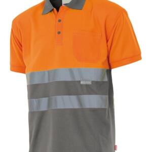 Polo Bicolor Manga Corta gris naranja