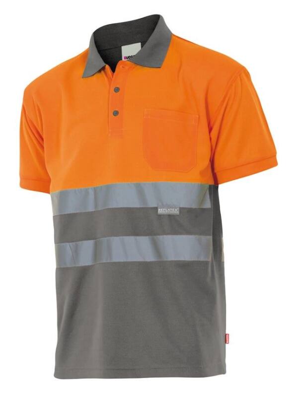 Polo Bicolor Manga Corta gris naranja