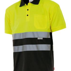 Polo Bicolor Manga Corta negro amarillo