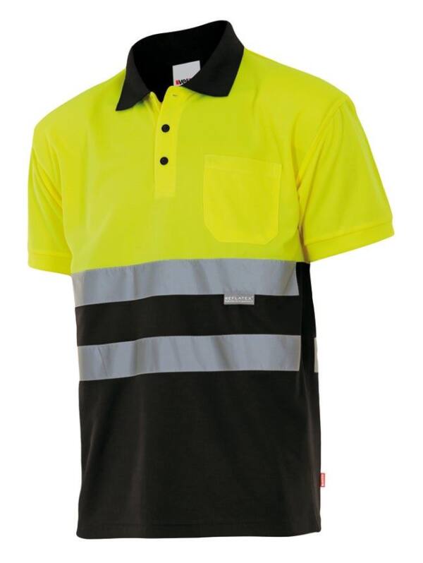 Polo Bicolor Manga Corta negro amarillo