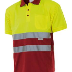 Polo Bicolor Manga Corta rojo amarillo