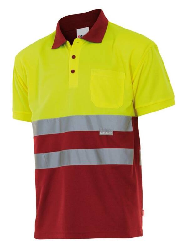 Polo Bicolor Manga Corta rojo amarillo