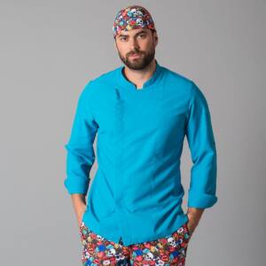 chaqueta cocina azul turquesa