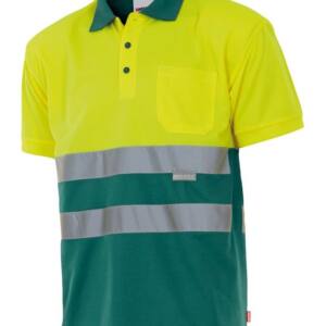 Polo Bicolor Manga Corta verde amarillo