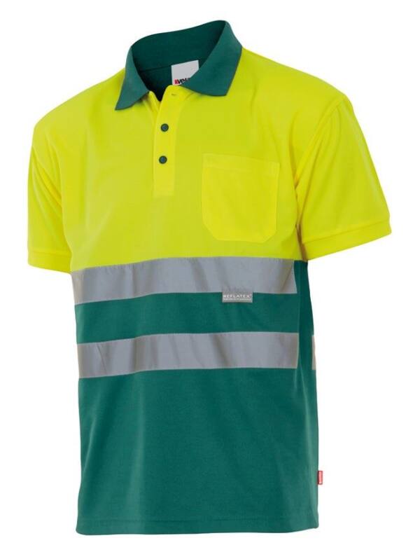 Polo Bicolor Manga Corta verde amarillo