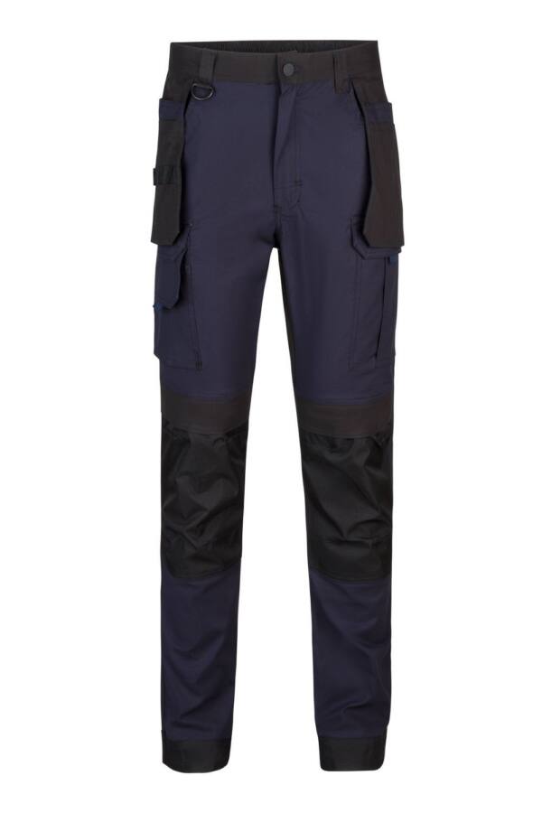 Pantalón canvas stretch bicolor con bolsillos flotantes azul navy