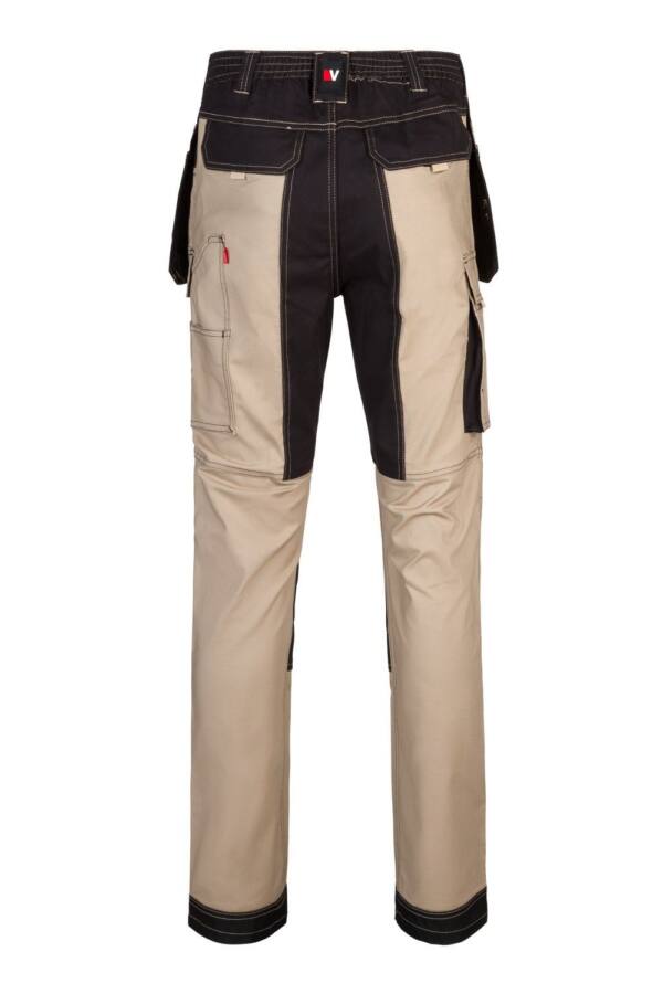 Pantalón canvas stretch bicolor con bolsillos flotantes beige