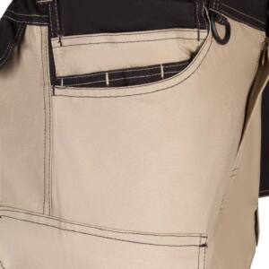 Pantalón canvas stretch bicolor con bolsillos flotantes beige