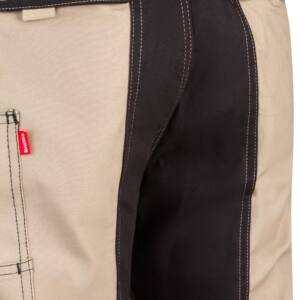 Pantalón canvas stretch bicolor con bolsillos flotantes beige