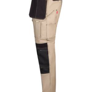 Pantalón canvas stretch bicolor con bolsillos flotantes beige