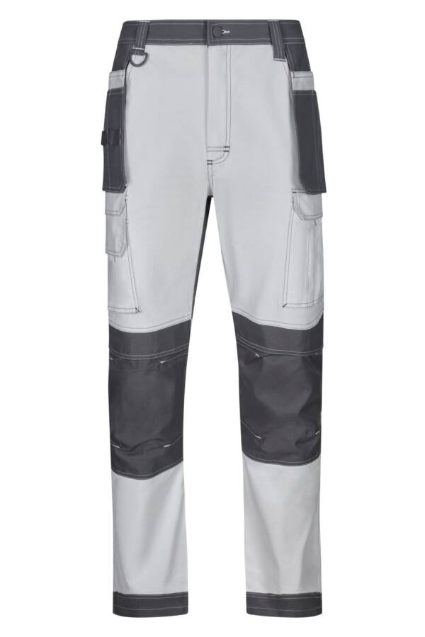 Pantalón canvas stretch bicolor con bolsillos flotantes blanco