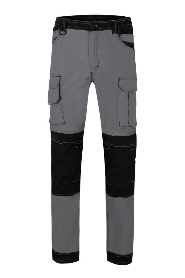 Pantalón canvas stretch bicolor con bolsillos flotantes gris