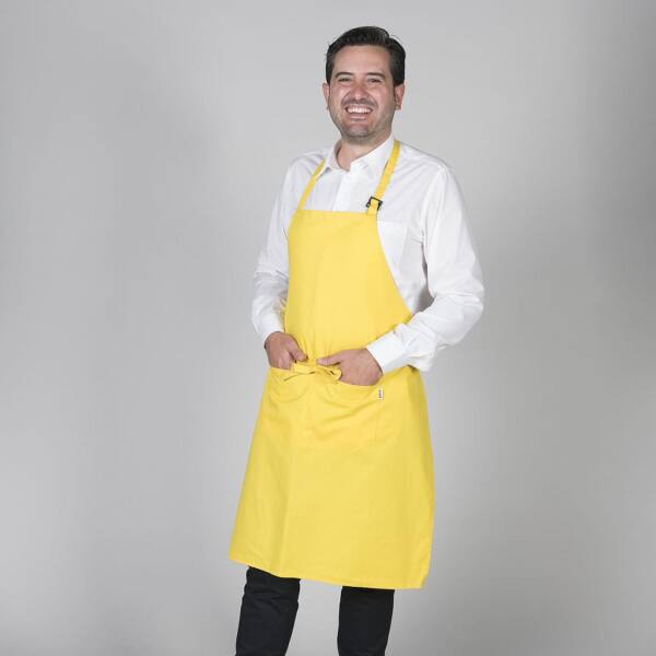 Delantal con peto y bolsillo amarillo