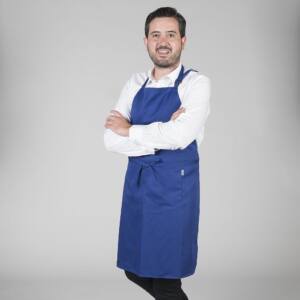 Delantal con peto y bolsillo azulina