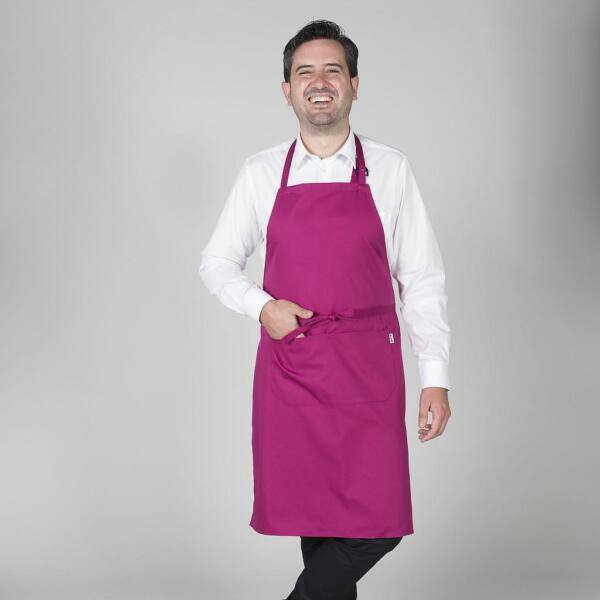 Delantal con peto y bolsillo frambuesa