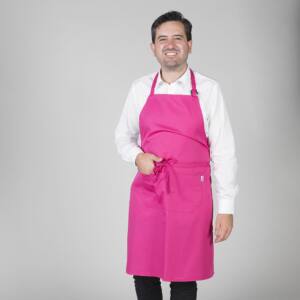 Delantal con peto y bolsillo fucsia