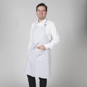 Delantal con peto y bolsillo gris perla