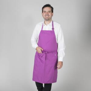 Delantal con peto y bolsillo malva