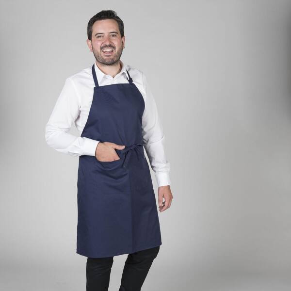 Delantal con peto y bolsillo marino