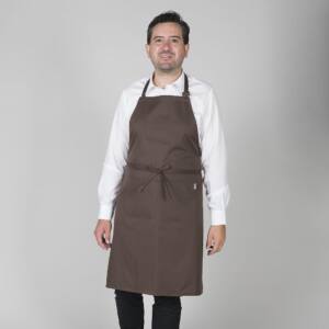 Delantal con peto y bolsillo marrón