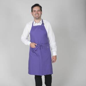 Delantal con peto y bolsillo morado