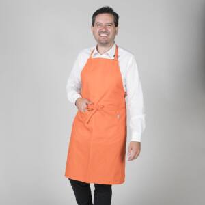 Delantal con peto y bolsillo naranja