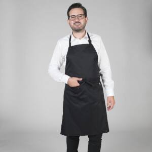 Delantal con peto y bolsillo negro