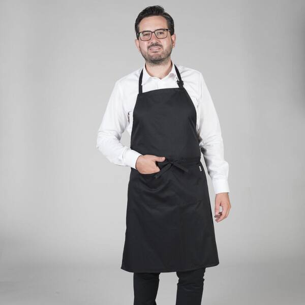Delantal con peto y bolsillo negro