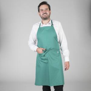 Delantal con peto y bolsillo verde