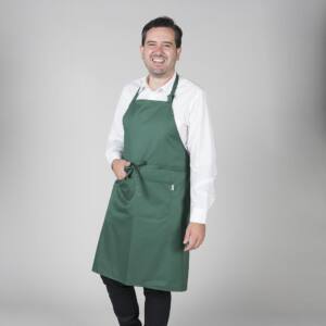 Delantal con peto y bolsillo verde botella