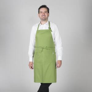 Delantal con peto y bolsillo verde oliva